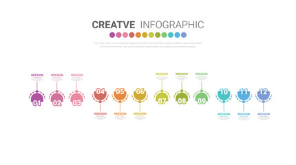 Timeline for 1 year, calendar, 12 months, Presentation business 4 quarter, Infographic Timeline can be used for workflow, process diagram, flow chart.