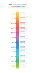 Presentation business infographic template, Timeline for 12 months, 1 year, can be used for workflow, process diagram, flow chart.