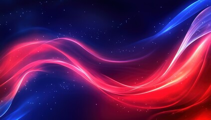 Red and blue background, digital waves, red light particles, dark gradient, dark blue wave, red glowing lines, red white, dark blue background, flowing lines, gradient background, digital elements
