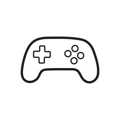 Minimal game controller icon in clean line art style representing gaming and entertainment