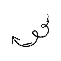 Hand-drawn curved arrow in rough sketch style for creative direction and highlight design