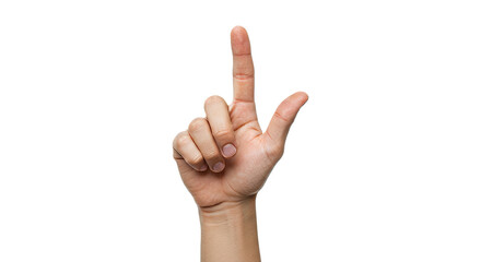 Larger hand with subtly curling index finger pointing outward, photoreal details, isolated on transparent background, png