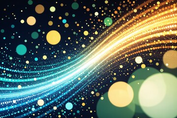 Obraz premium Colorful Light Wave Flow – Abstract Glowing Lines and Bokeh Art.