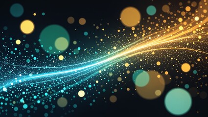 Obraz premium Colorful Light Wave Flow – Abstract Glowing Lines and Bokeh Art.