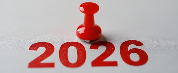 Red Pin Marking 2026 — Future Planning and Goal Setting Concept.
