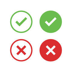 Check and cross circles, tick mark