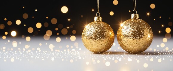 Golden Sparkle Christmas Ornaments – Shining Festive Decoration Lights.
