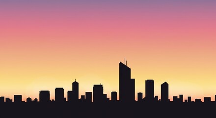 Fototapeta premium City Skyline Silhouette at Sunset Modern Urban Landscape Design