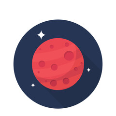 Red Planet Icon With Star Sparkles And Deep Blue Space Background Long Shadow Effect Isolated On Transparent Background Minimalist Graphic Design