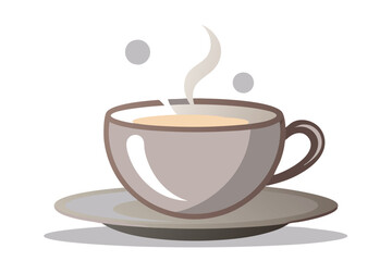 Obraz premium Simple Coffee Illustration with Steaming Hot Beverage in Monochrome