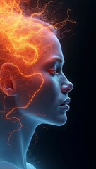 Obraz premium Abstract visualization of energy lines turning from bright to black, symbolizing transformation of positive to negative emotions and inner turmoil. 