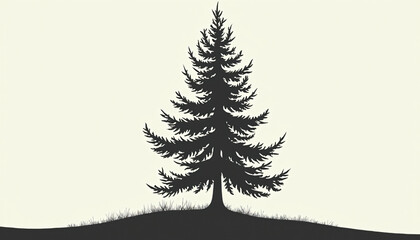 Obraz premium Pine Tree Silhouette on Cream Background