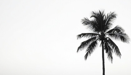 Silhouette of a Palm Tree Against a White Sky