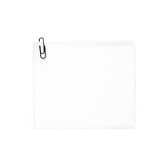 White blank rectangular note paper with a red paperclip on the corner. Isolated on transparent background, png
