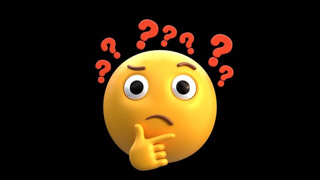 3D Animation of Thinking Face Emoji | Alpha Channel
