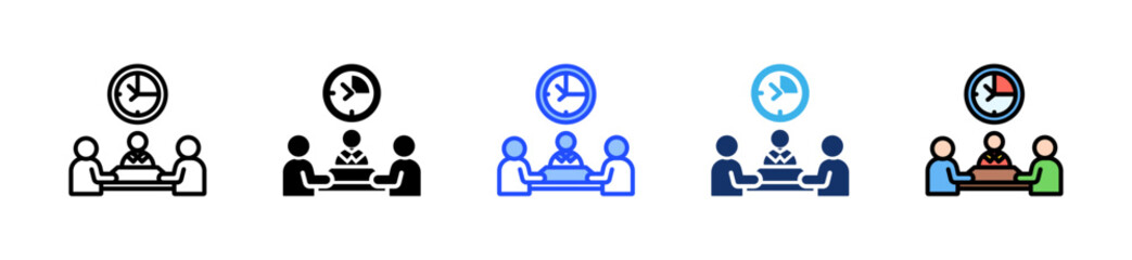 Standup Meeting Timer Icon Collection With Multiple Styles