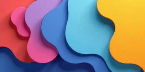 Abstract Colorful Organic Shapes Layered Design with Smooth Wavy Forms and Vibrant Hues