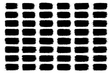 Black Brush Stroke and Ink Shape Collection | Grunge Texture, Paint Splatter, and Abstract Design Elements Set, Grunge Speech Bubble Frames Set | Hand Drawn Text Boxes and Brush Rectangle Labels.