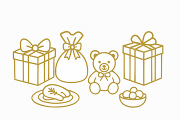 クリスマスプレゼントのイラストセット