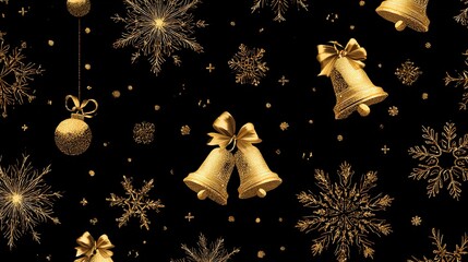 Luxurious Black and Gold Christmas Tree Background: Exuding Elegant Festive Atmosphere, Perfect for Holiday Cards, Festive Decorations, Social Media Posts, and High-End Christmas-Themed Design Project
