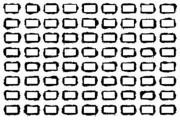 Black Brush Stroke and Ink Shape Collection | Grunge Texture, Paint Splatter, and Abstract Design Elements Set, Grunge Speech Bubble Frames Set | Hand Drawn Text Boxes and Brush Rectangle Labels.