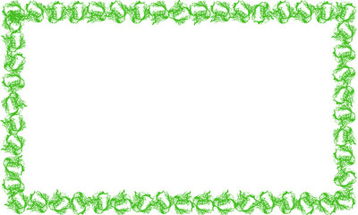 Abstract Rectangular Frame Border of Bright Green Tangled Scribble Texture