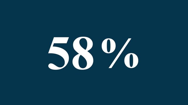 Abstract Glowing 58 Percent Text Icon Animation for Futuristic Digital Design, Modern Motion Graphics, Creative Data Progress Display, and Innovative Visual Effects