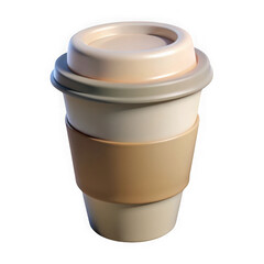 Beige coffee cup mockup isolated on transparent background