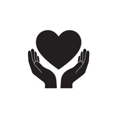 Fototapeta premium heart in hands silhouette vector icon 