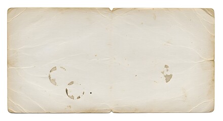 Back side of vintage faded photograph with ink stains isolated paper collage element