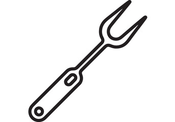 Simple line illustration of a carving fork, a kitchen utensil for holding and lifting meat.