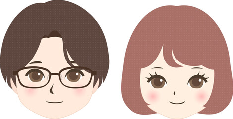 正面を向いた男性と女性