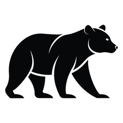 Fototapeta premium Silhouette of a majestic black bear walking in profile view, rendered in graphic style