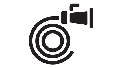 Simple black silhouette of a coiled hose with a nozzle attachment