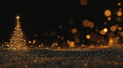 Luxurious Black and Gold Christmas Tree Background: Exuding Elegant Festive Atmosphere, Perfect for Holiday Cards, Festive Decorations, Social Media Posts, and High-End Christmas-Themed Design Project