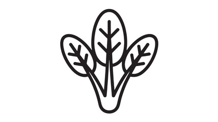 Obraz premium Simple line art illustration of three fresh spinach leaves