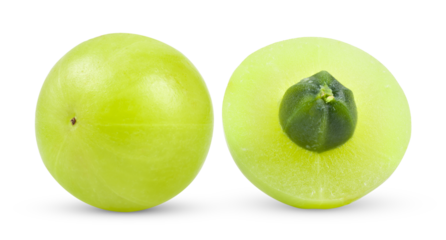 Fresh Indian gooseberries on transparent png ( Image from camera)