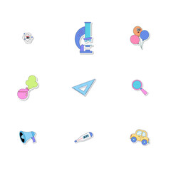 Colorful Science and Education Laboratory Icon Set
