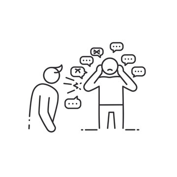 Line art icon of a person suffering from verbal abuse.