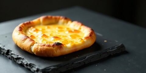 Golden Crust Pastry with Sweet Citrus Filling on Dark Surface