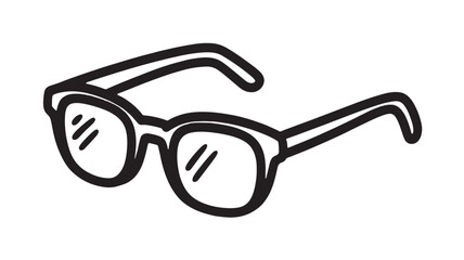 Simple black and white illustration of eyeglasses on a white background, representing vision and knowledge.