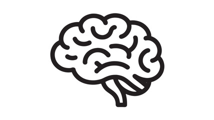 Clean line art illustration of a human brain, representing thought and intelligence.