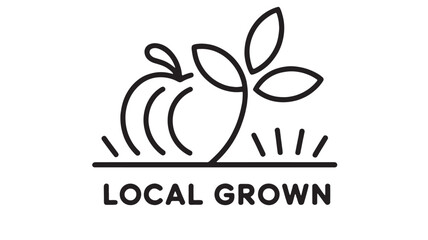 Simple illustration of a fresh vegetable growing with "Local Grown" text