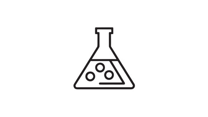 Simple outline icon of a laboratory flask with bubbling liquid, symbolizing science and research