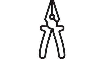 Simple line drawing of pliers on a white background, symbolizing tools and repair.
