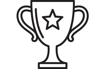 Simple line art trophy symbolizing achievement and victory
