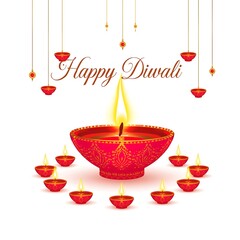 Traditional indian festival of lights diwali celebration with illuminated diyas and decorative lanterns creating a warm and festive atmosphere