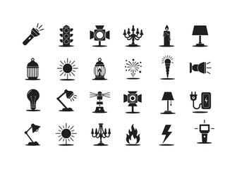 Lighting Icons - Adjustable Stroke - Simple to modify and personalize - You can effortlessly change the stroke width