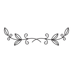 Elegant Black Swirling Vine Border With Leaves And Curls On White Background Minimalist Line Art Design Element For Decoration Or Invitation © agustiniuliahjuna