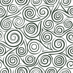 Seamless Maori spiral Koru vector pattern, flowing curves, symbolic growth motif, cultural decorative design